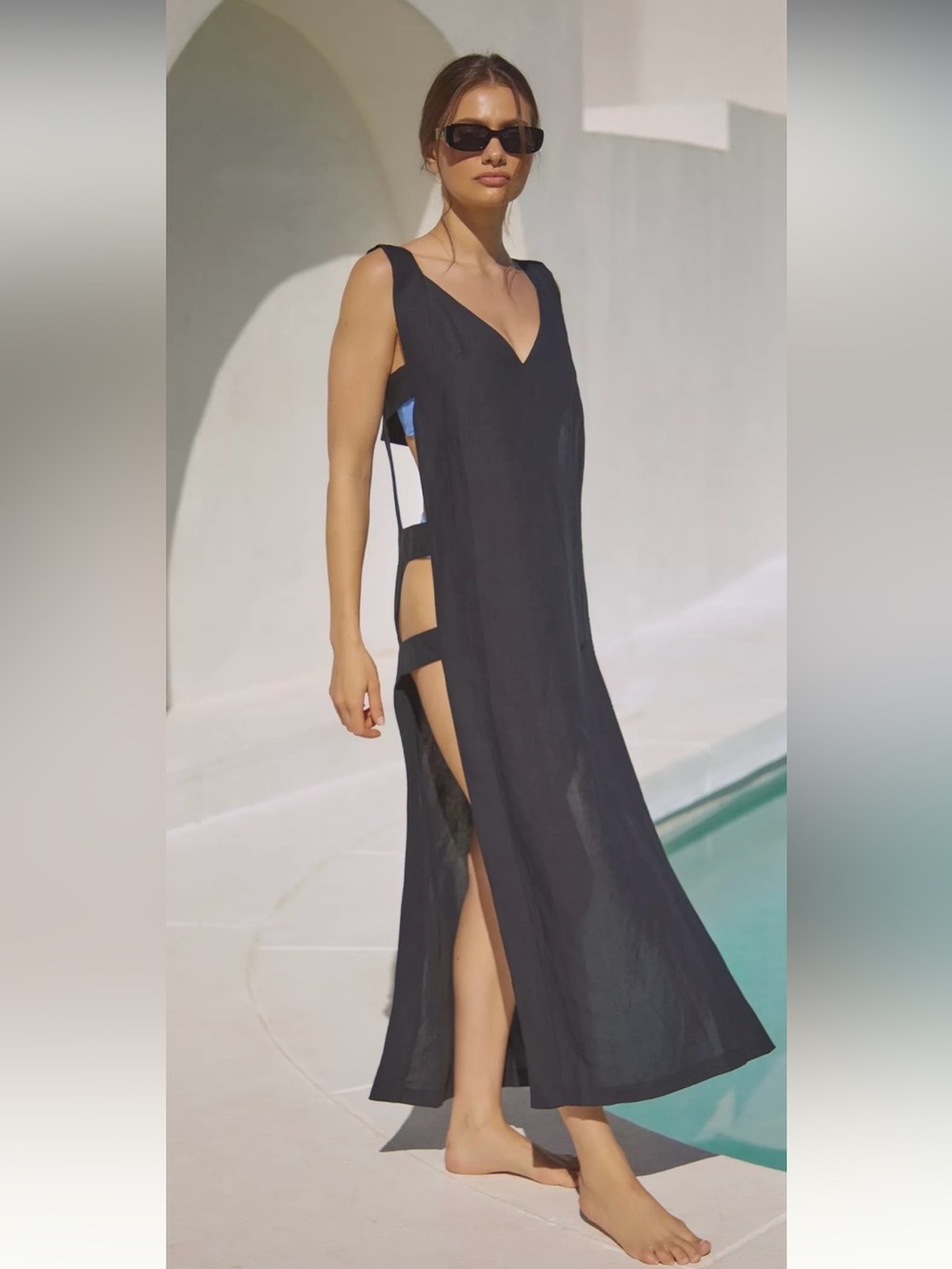 Anthropologie Levina Wide-Strap Open-Side Midi Dress
